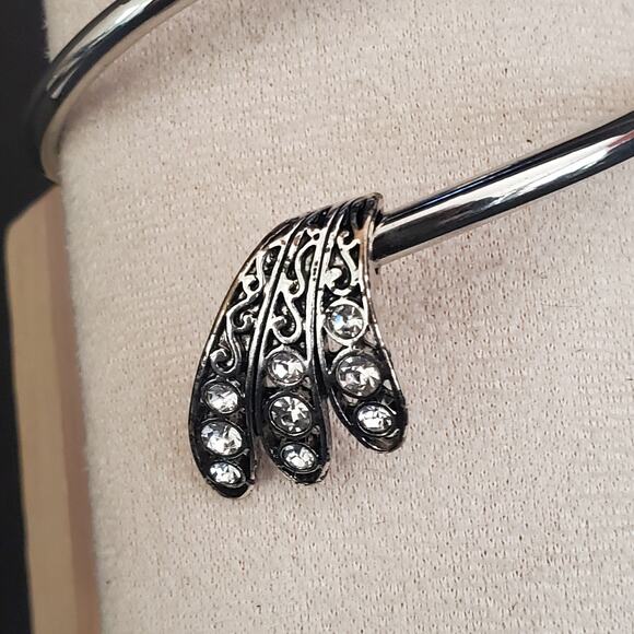 Arm Candy Peacock Bangle Wrap Bracelet Silver Tone with Crystal Accents NIB - Picture 4 of 7